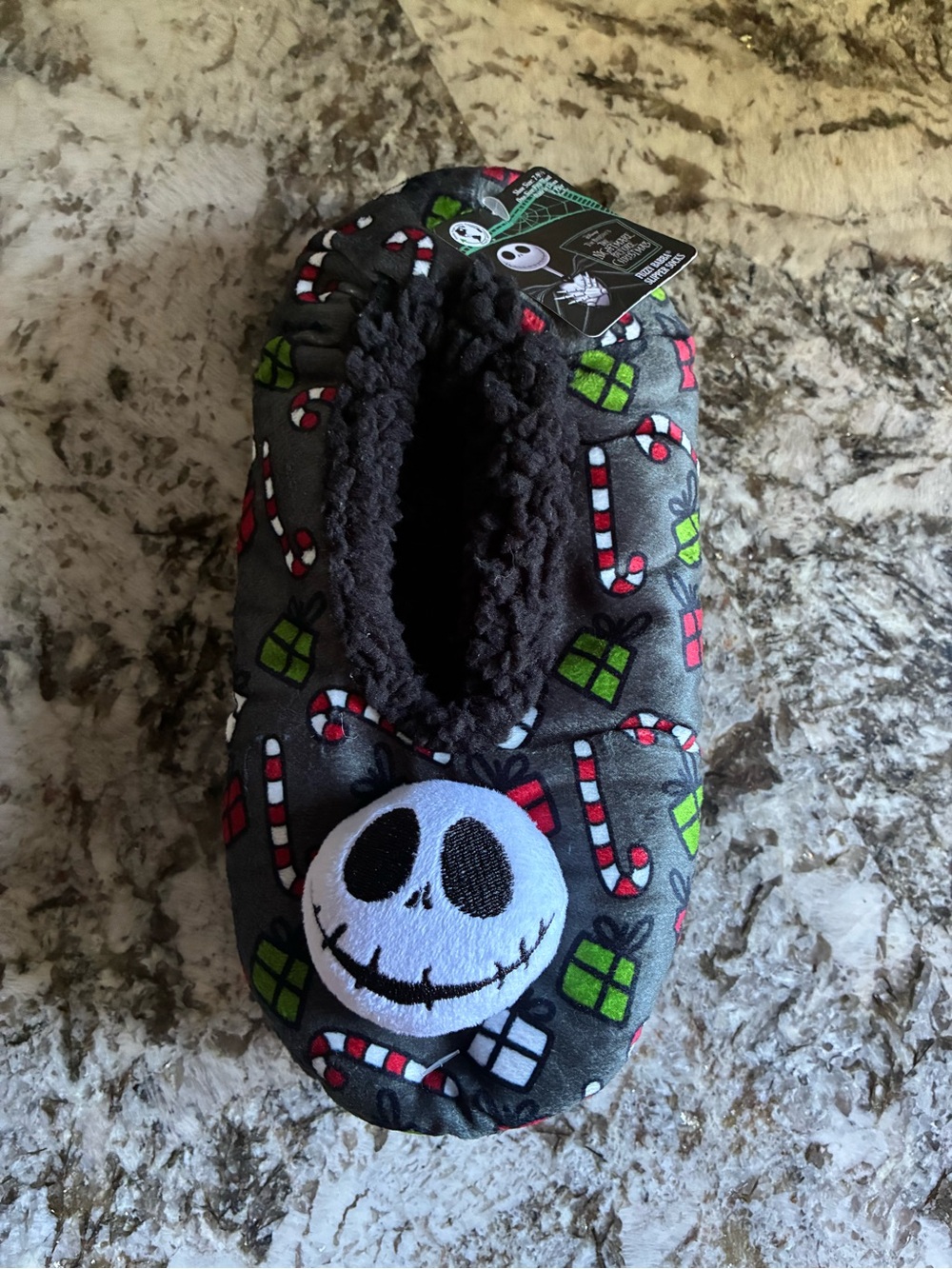 Disney The Nightmare Before Christmas Jack Skellington Fuzzy Babba Slipper Socks